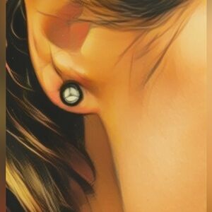 Mercedes Benz Black and White Stud Earrings